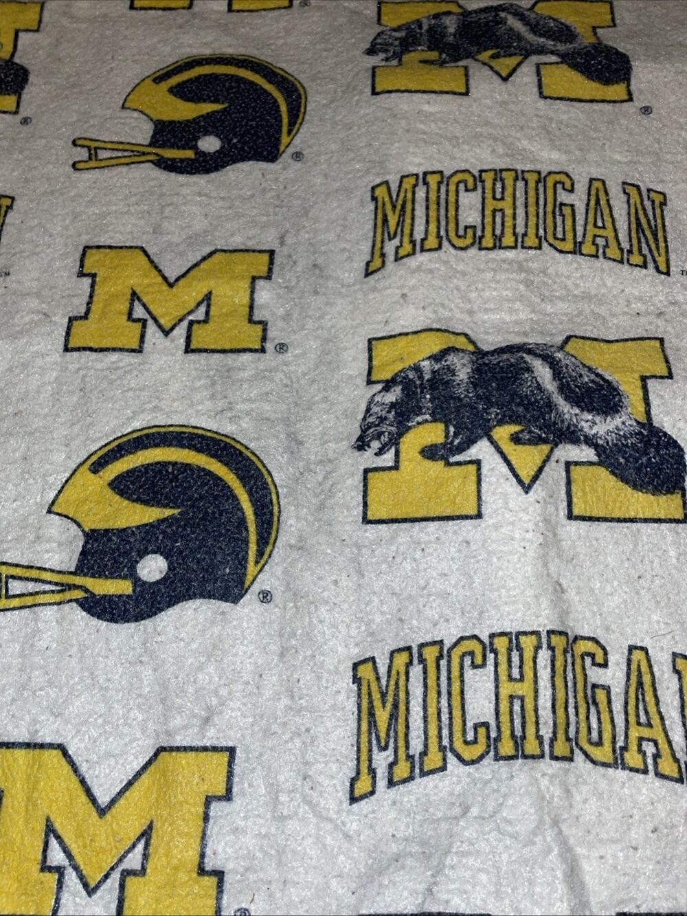 Rare Vintage University Of Michigan Wolverines Throw Blanket 72x42